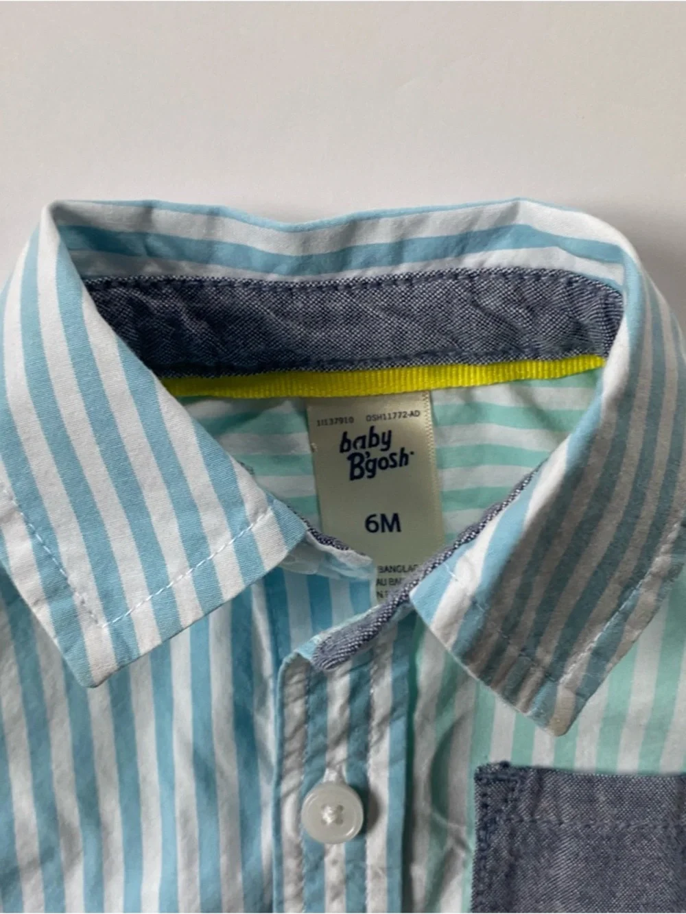 Oshkosh B'gosh Boys One Piece Size 6 Months Striped Shirt Rolled Sleeve Baby